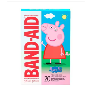 Band-Aid Adhesive Bandage Plastic Assorted Peppa Pig Sterile 20/Bx, 24 BX/CA