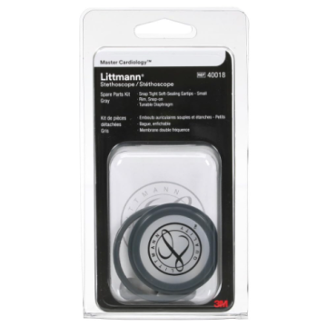 3M Littmann Stethoscope Spare Parts Kit – Gray, Compatible with Master Cardiology™, Includes Snap Tight Soft-Sealing Small Eartips, Tunable Diaphragm & Rim, 40018