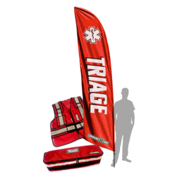 COMMAND GOBAG™ Triage 17' Flag Banner, Red, Includes 1 TRIAGE Flag Banner, 1 Ground Spike, 1 4-way adjustable TRIAGE vest