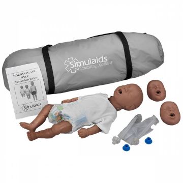 Simulaids Kim African American Newborn CPR Manikin With Carry Bag