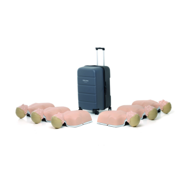 Little Anne LIGHT 6-pack NEW: 6 stackable manikins (Light), 6 Manikin faces, 60 manikin filters, 12 AA batteries, 24 manikin wipes, 1 wheeled suitcase, 1 User Guide, 1 Warranty, 1 Important Product Information