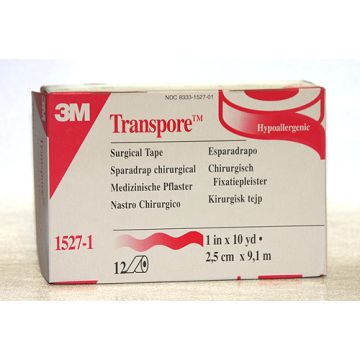 Transpore Transparent Hypoallergenic Tape 1" 12 Rolls per Box