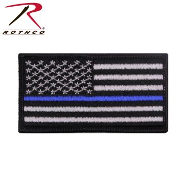 United States of America Flag Patch 2 x 3 inches Thin Blue Line Normal Direction (Left Sleeve) Iron/Sew on