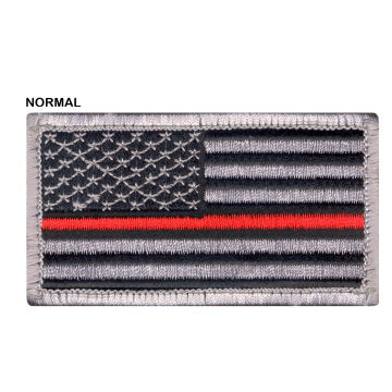 United States of America Flag Patch 2 x 3 inches Thin Red Line Normal Direction (Left Sleeve) with Hook Velcro