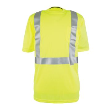 The GAME-Wick Deluxe Tee with 2" Refl Striping & Pocket in Fluor Yellow With Silver/Grey Refl Tape