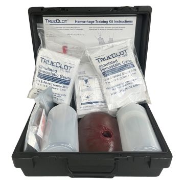 GSW w/ z-fold gauze TrueClot Wound Training Kit, Dark Skin Tone (5161-D)