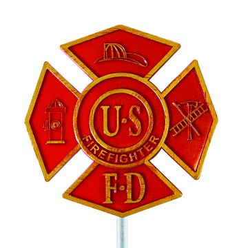 GRAVE MARKER PLASTIC RED US FIREFIGHTERS