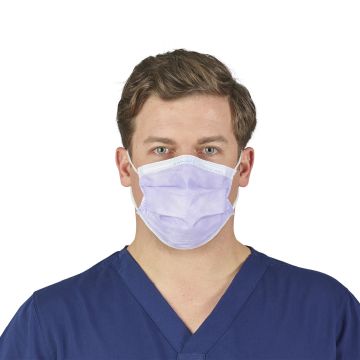 Halyard Health 25868 Lavender Fluidshield ASTM Level 1 Procedure Mask SO SOFT Lining 50 per Box