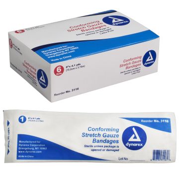 Stretch Gauze Bandage Roll Sterile 6"