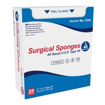 Surgical Gauze Sponge Sterile 2's 4"x 4"  8 Ply