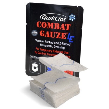 QuikClot Combat Gauze LE Z-Fold 3"x4 Yards 5 Year Shelf Life