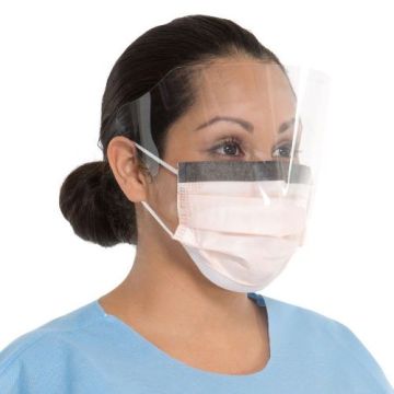 Halyard 47147 FLUIDSHIELD ASTM F2100-11 Level 3 Fog-Free Procedure Mask Wraparound Visor 25 per Box