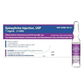 Epinephrine Inj USP 1mg/ml 1:1000 Ampoule 10/Box