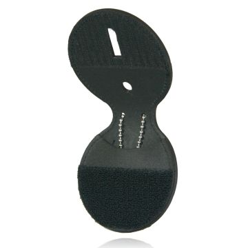 DELUX BADGE HOLDER SWIVEL ROUND VELCRO  CLARINO LEATHER FINISH ON AND CHAIN ALSO HAS POCKET