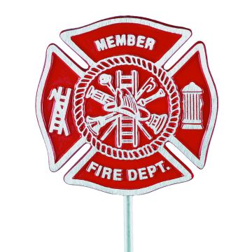 GRAVE MARKER-RED ALUM FIREMAN