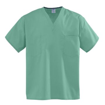 Encore Unisex One-Pocket Reversible Scrub Tops, Jade Green Medium