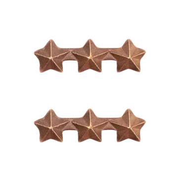 3/16 INCH Three Bronze Stars mounted on a bar, Ribbon Attachment 2 per package