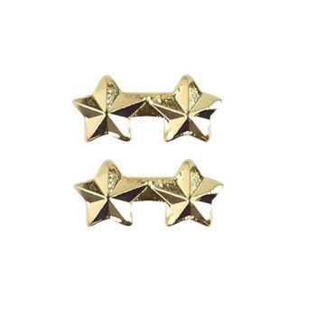 3/16 INCH Two Gold Stars mounted on a bar, Ribbon Attachment 2 per package