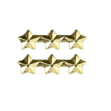 3/16 INCH Three Gold Stars mounted on a bar, Ribbon Attachment 2 per package