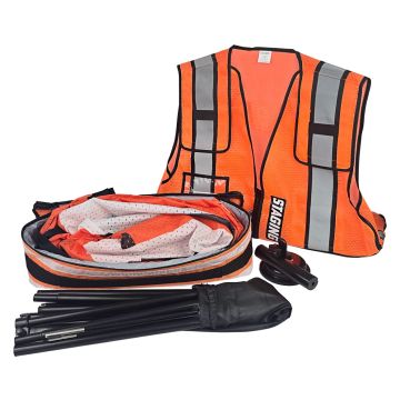 COMMAND GOBAG™ Staging Compact Kit, Orange, Including  Staging 17' STAGING Flag Banner with Ground Spike & STAGING Vest