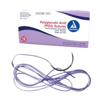 Braided (PGA) Sutures - Absorbable - Synthetic, Violet, 5-0, C3 Needle, 18", 12/bx