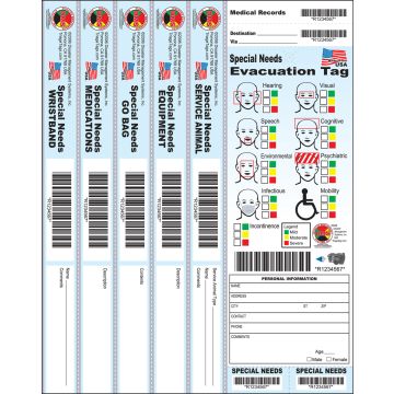 Special Needs Evacuation Tag w/5 Bands (Pack of 25)