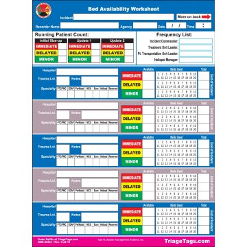 Hospital Bed Availability Worksheets (Synthetic Paper, Pad of 25)