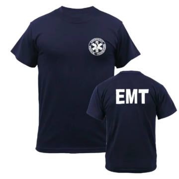 Kemp USA EMT T-Shirt, Navy, Printed Front & Back, Size X-Large