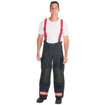 Deluxe EMS Pants with Suspenders.  Black with Red Silver Tripple Trim