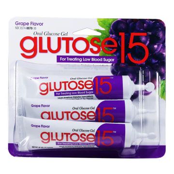 Glutose 15 Oral Glucose Gel 3 Pack GRAPE Flavor