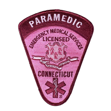 Connecticut Licensed Paramedic Patch with Attached Rocker Pink with Veclro pre-attached