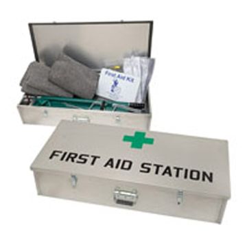 MINE First Aid Station (Includes (1) 705 Case, (1) 362-A Backboard, (1) 601-NAS Str., (2) 502 Blankets, (1) 503 Vinyl Sheet, (1) 39-Unit First Aid Kit, (2 ea.) Indlatable Arm & Leg Splints) **Contents may be varied to meet Individual State Regulations.