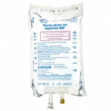 Sterile Water Packaged in a bag. 500mL