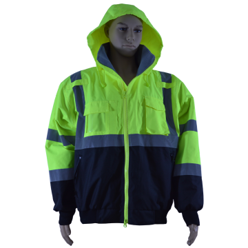 ANSI/ISEA LIME/BLACK Class 3 Waterproof Bomber Jacket with Removable Liner