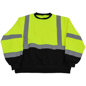 ANSI 107-2010 Class 3 Two Tone Lime Top/ Black Bottom Crew Neck Sweatshirt