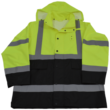 ANSI/ISEA Class 3 Lime/Black Waterproof Rain Jacket