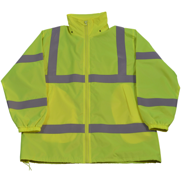 ANSI Class 3 Lime Green Wind Breaker Jacket With Detachable Hood