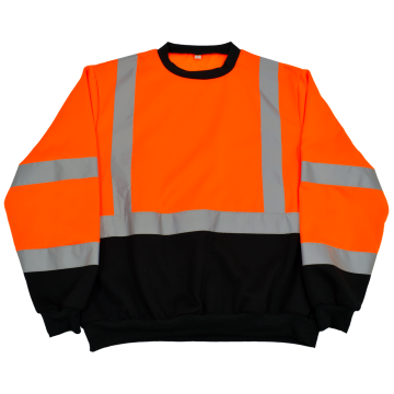 ANSI 107-2010 Class 3 Two Tone Orange Top/Black Bottom Crew Neck Sweatshirt