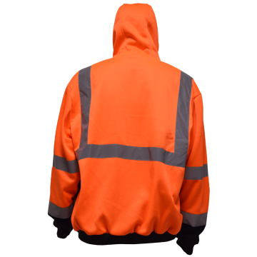 ANSI 16 OZ Thermal Lined Class 3 Orange Top/Black Bottom Two Tone Hooded Zip-Up Sweatshirt