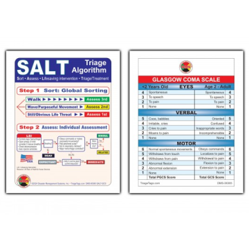 SALT Triage/Glasgow Coma Scale Cards (Pack of 10) 4" x 5"