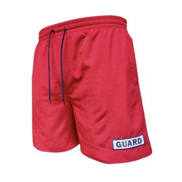 Kemp USA Lifeguard Male Shorts with Embroidered GUARD Logo, Large, Red