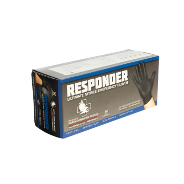 GLOVES, RESPONDER BLACK NITRILE - XLARGE (Box of 100)