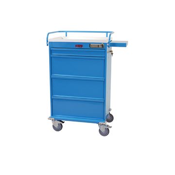 Value Line Punch Card Medication Cart with Basic E-Lock and Key Lock Override